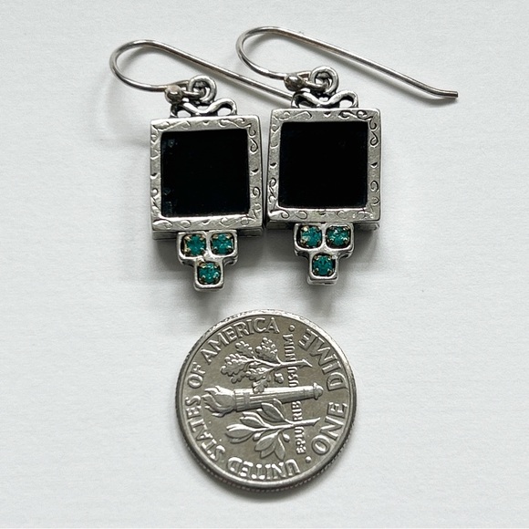 Onyx Apatite Sterling Silver Earrings - Picture 4 of 11
